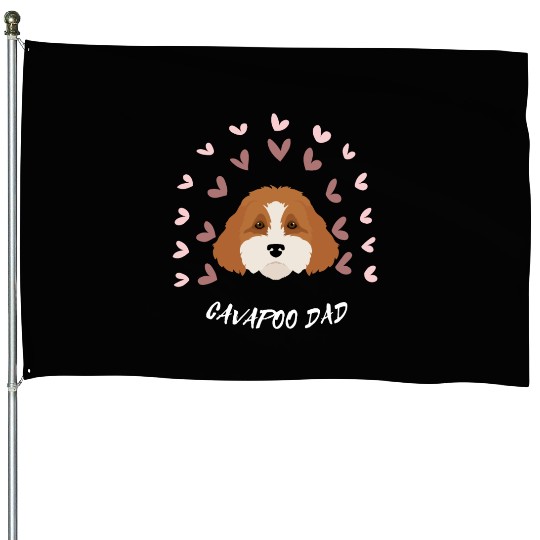 CAVAPOO Dad. Cute cavapoo puppy. Dog Lover House Flags