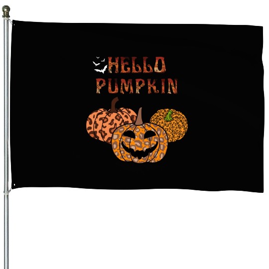Leopard Halloween pumpkin House Flags