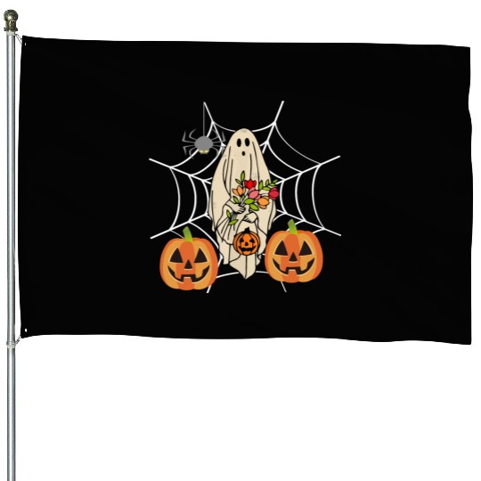 Halloween Costume Floral Ghost Pumpkin SpiderWeb House Flags