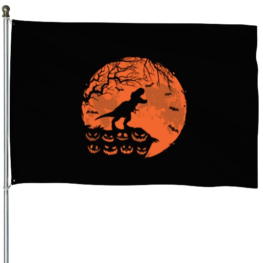 Cute Dinosaur And Moon Funny Halloween Costume House Flags
