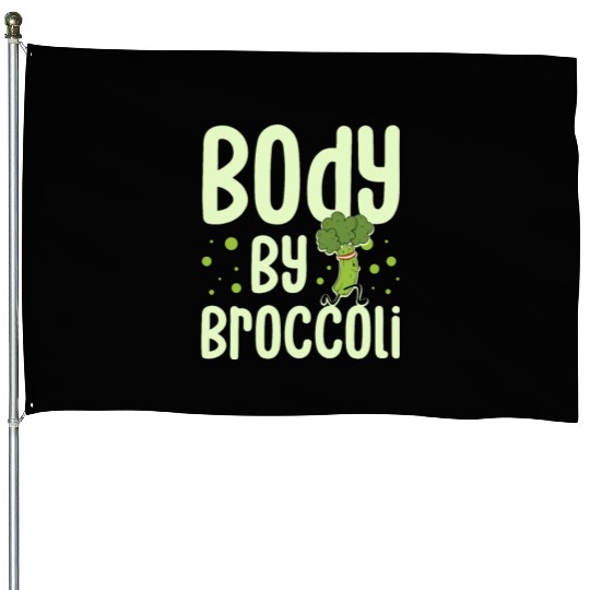 Body By Broccoli Vegetarian Veggies Vegan House Flags