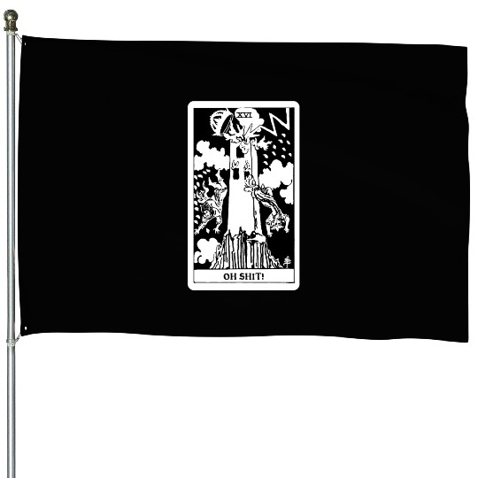 Oh Shit! - The Tower Tarot Card House Flags