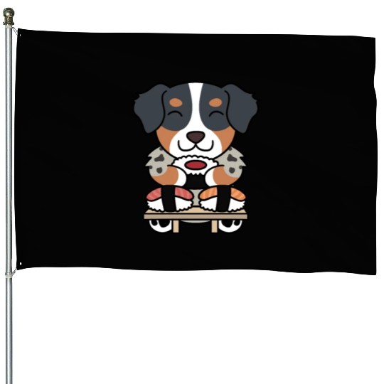 Sushi Lover Australian Shepherd House Flags