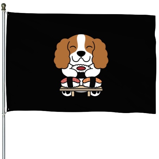 Sushi Lover Cavalier King Charles Spaniel House Flags