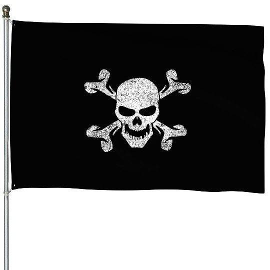 Plain Vintage Skull And Crossbones House Flags