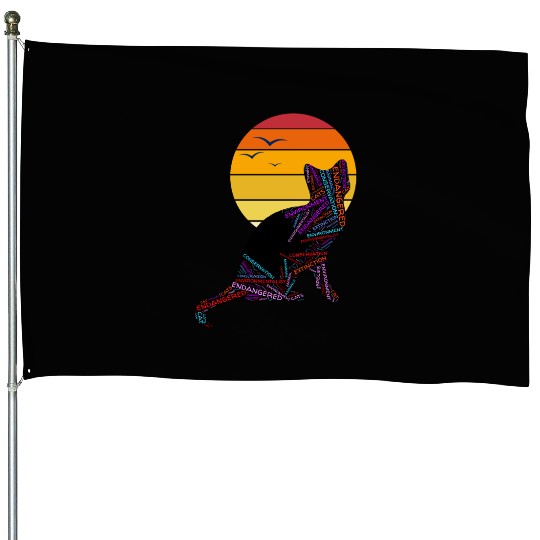 Black Cat at Sunset House Flags