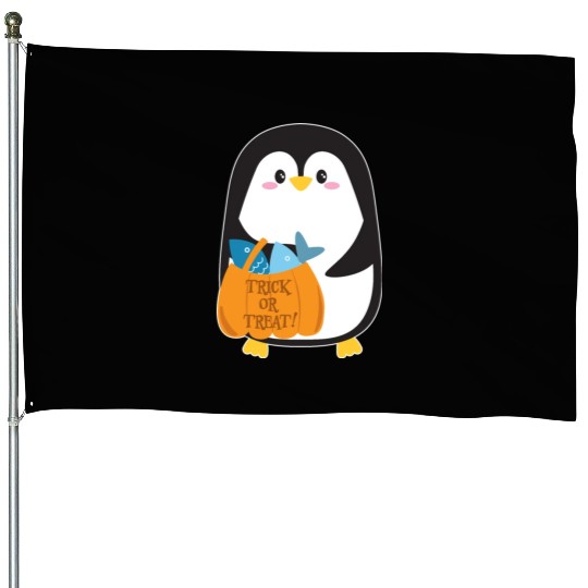 Cute penguin on Halloween House Flags