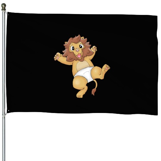 Cute Lion Baby in Diapers Design (ideal gift) House Flags