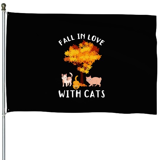 Fall Women Cat Lover Autumn House Flags