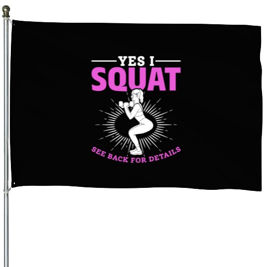 Women Squat Weightlifting Gym Workout House Flags