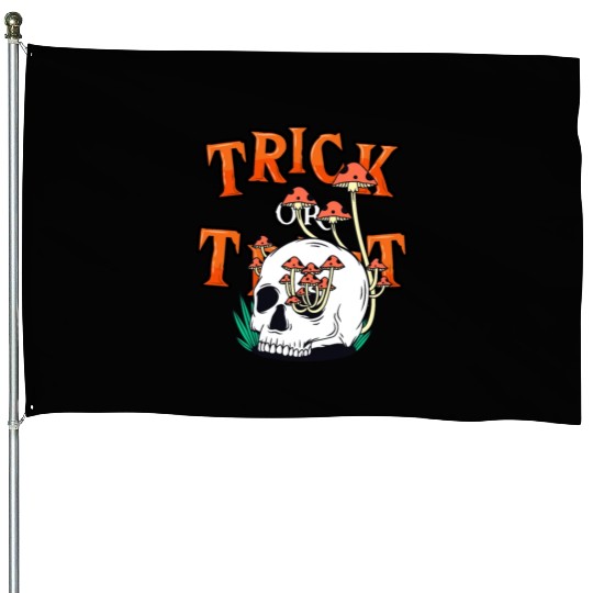 Trick or Treat People With Kindness Skeleton Hallo House Flags