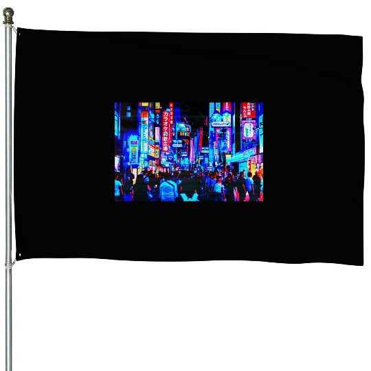 Japan City skyline Aesthetic Edit House Flags
