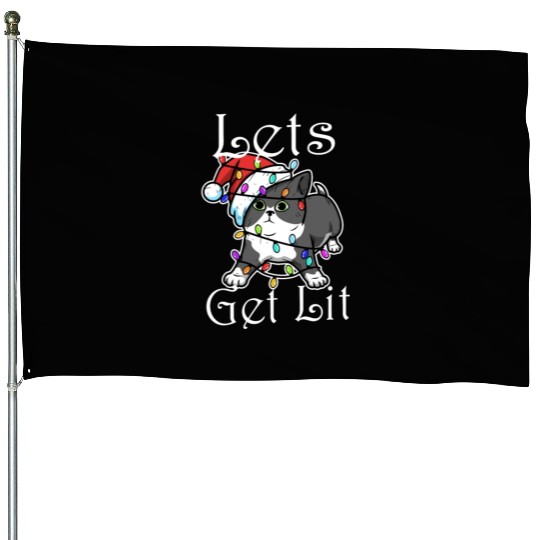 Lets get lit christmas House Flags