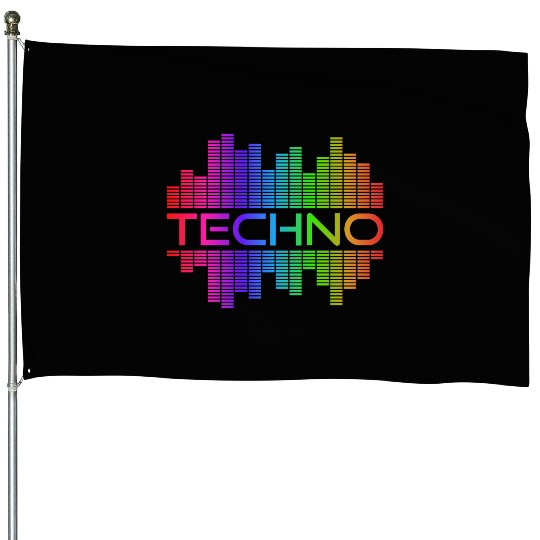 Techno Music Rainbow Spectrum Hard Dark Acid House Flags