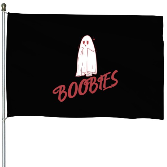 Surprised ghost loves boobies, Boo halloween House Flags