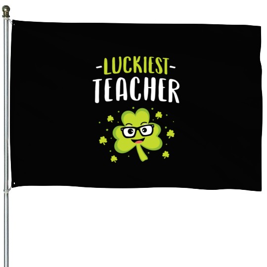Luckiest Teacher Leprechauns St Patricks Day Teach House Flags