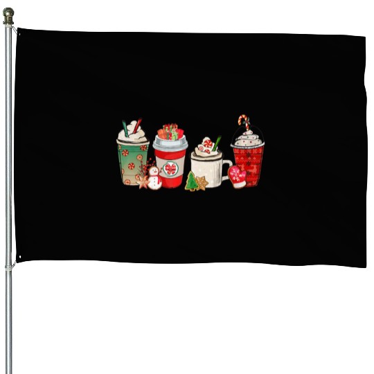 Merry Christmas Coffee Snowman Latte Peppermint House Flags