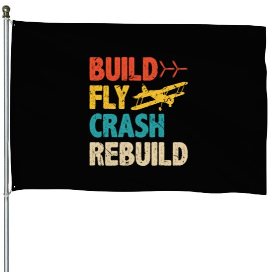 Build Fly Crash RC Plane Pilot Model Airplane House Flags