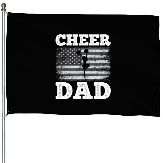 Cheer Dad American Flag Vintage Funny Cheerleader House Flags