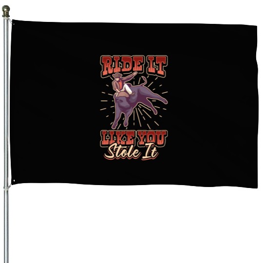Rodeo Bull Riding Livestock Show Farmer Cattle House Flags