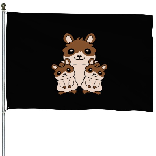 Happy hamster family kids House Flags