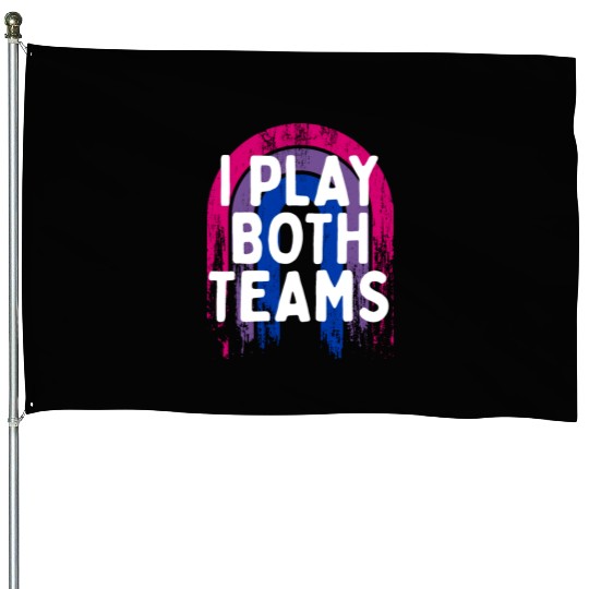 I Play Both Teams Bisexual LGBTQ Bi Pride Dating House Flags