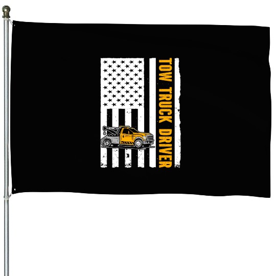 US Flag Tow Truck Driver House Flags