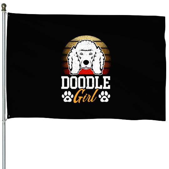 Doodle Girl Goldendoodle Dog Lover Puppy Paw Love House Flags