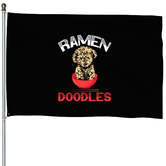 Ramen Doodles Goldendoodle Dog Lover Puppy Paw House Flags