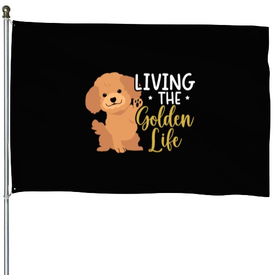 Living The Golden Life Goldendoodle Dog Owner House Flags