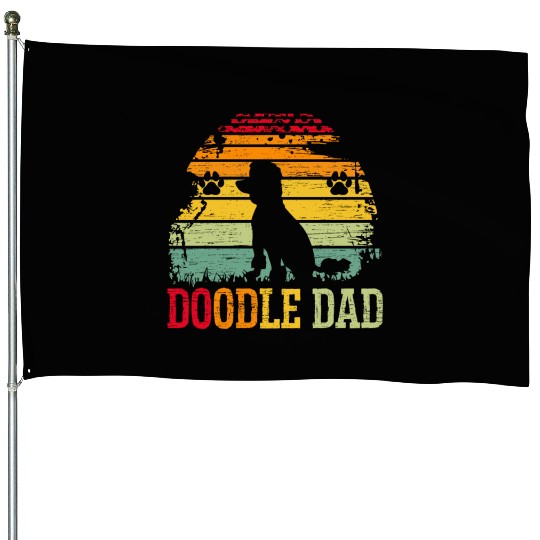 Doodle Dad Goldendoodle Dog Lover Puppy Paw Love House Flags