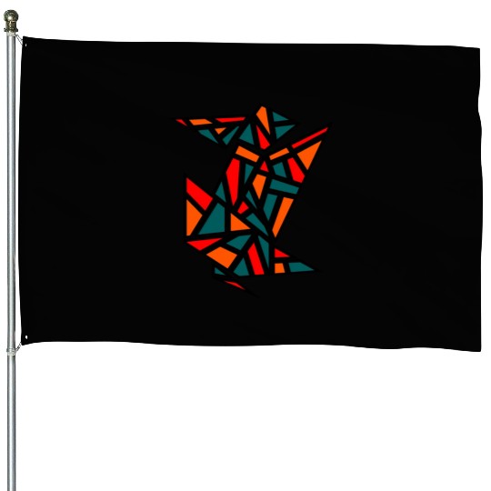 Abstract Stained Glass House Flags