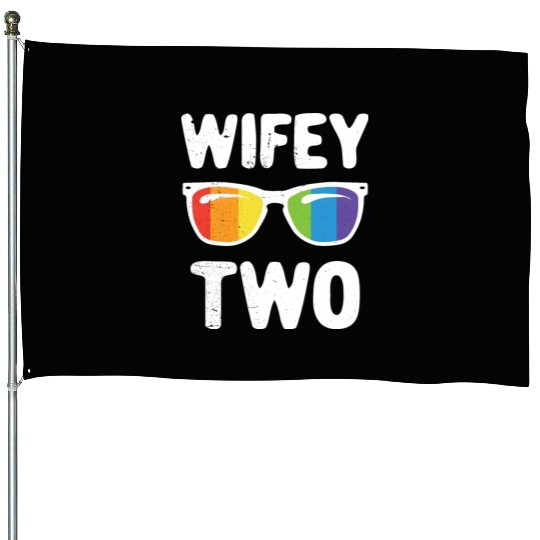 Wife Two Funny Lgbt Lesbian Couple LGBT Pride Gay House Flags