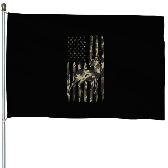 Deer Hunting Fast Food Camouflage USA Flag House Flags