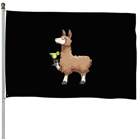 Funny Alpaca Drinks Cocktail for a Alpaca lover House Flags