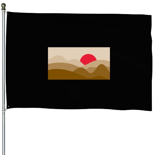 Minimalist Sun Copper Brown House Flags