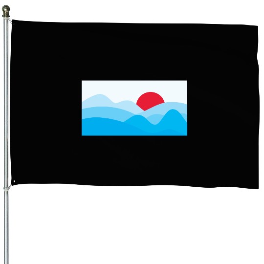 Minimalist Sun Light Blue House Flags