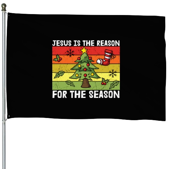 jesus is the reason for the season xmas christmas House Flags