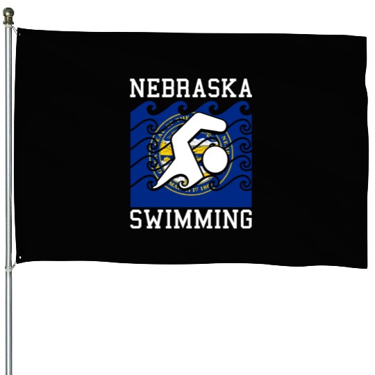 Nebraska Flag Swimming Team Swim Swimmer US State House Flags