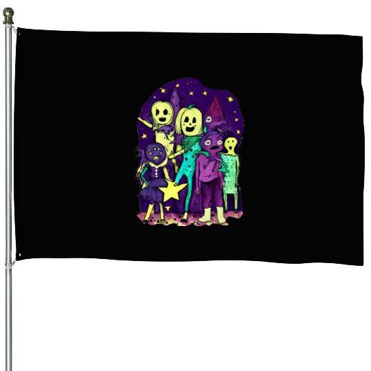 Halloween Funny Friends House Flags