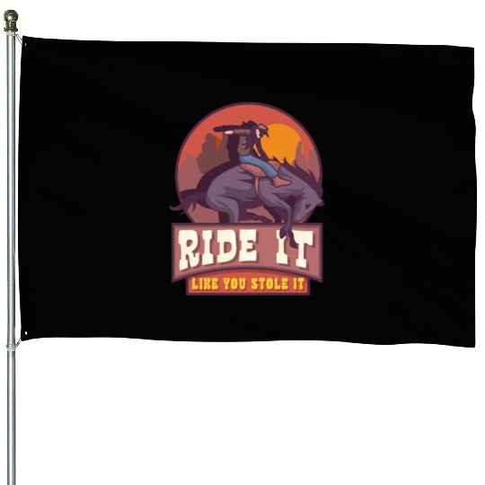 Rodeo Bull Riding Livestock Show Farmer Cattle House Flags