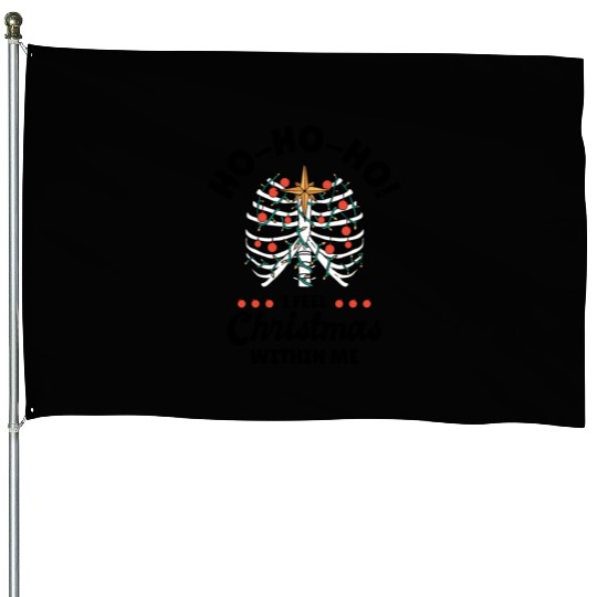 Christmas Holiday Skeleton Rib Cage Radiology House Flags