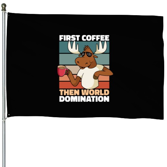 Moose Elk Coffee Sunglasses House Flags