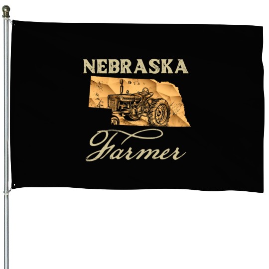 Nebraska Farmer Tractor Lover State Map Farming Lo House Flags