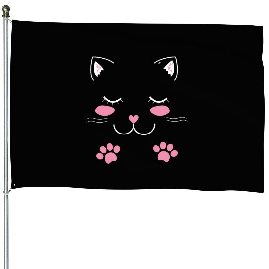 Adorable cat face House Flags