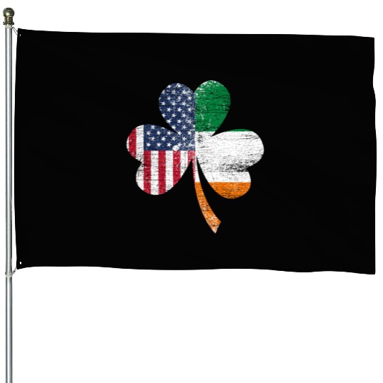 Shamrock Usa Flag Irish Ireland House Flags