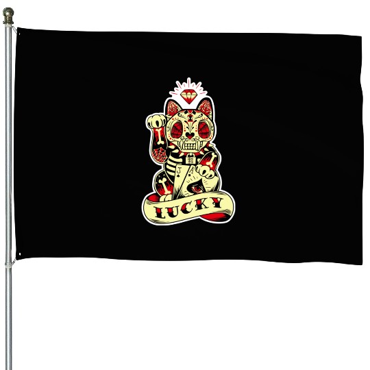 lucky cat Skull Candy House Flags