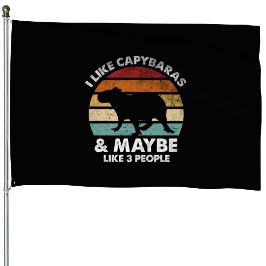 I Like Capybaras and Maybe 3 People Funny Capybara House Flags