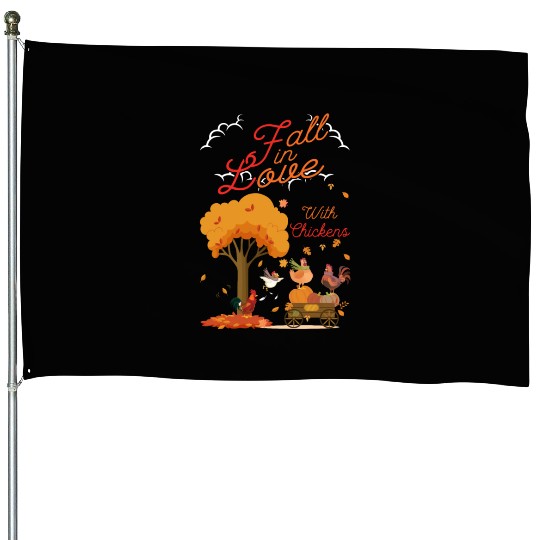 Women Fall Chicken Lover Autumn House Flags