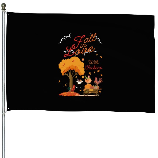 Women Fall Chicken Lover Autumn House Flags